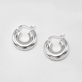 SMALL CHUNKY HOOP EARRING - SILVER