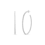 PAVE THIN HOOP EARRING SILVER - LARGE