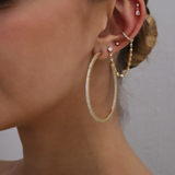 PAVE THIN HOOP EARRING - LARGE